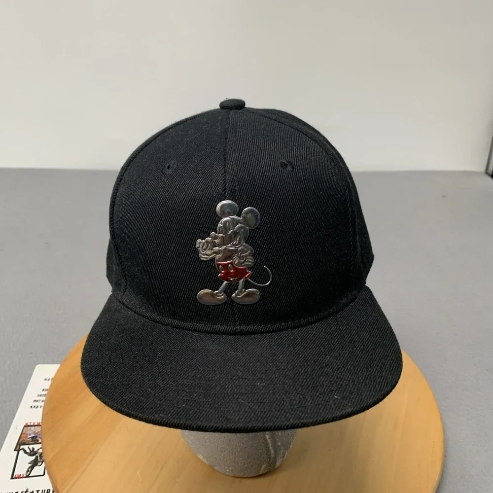 Disney 100 Mickey Mouse Chrome Enamel Snapback Hat Black 100th Anniversary NWOT
